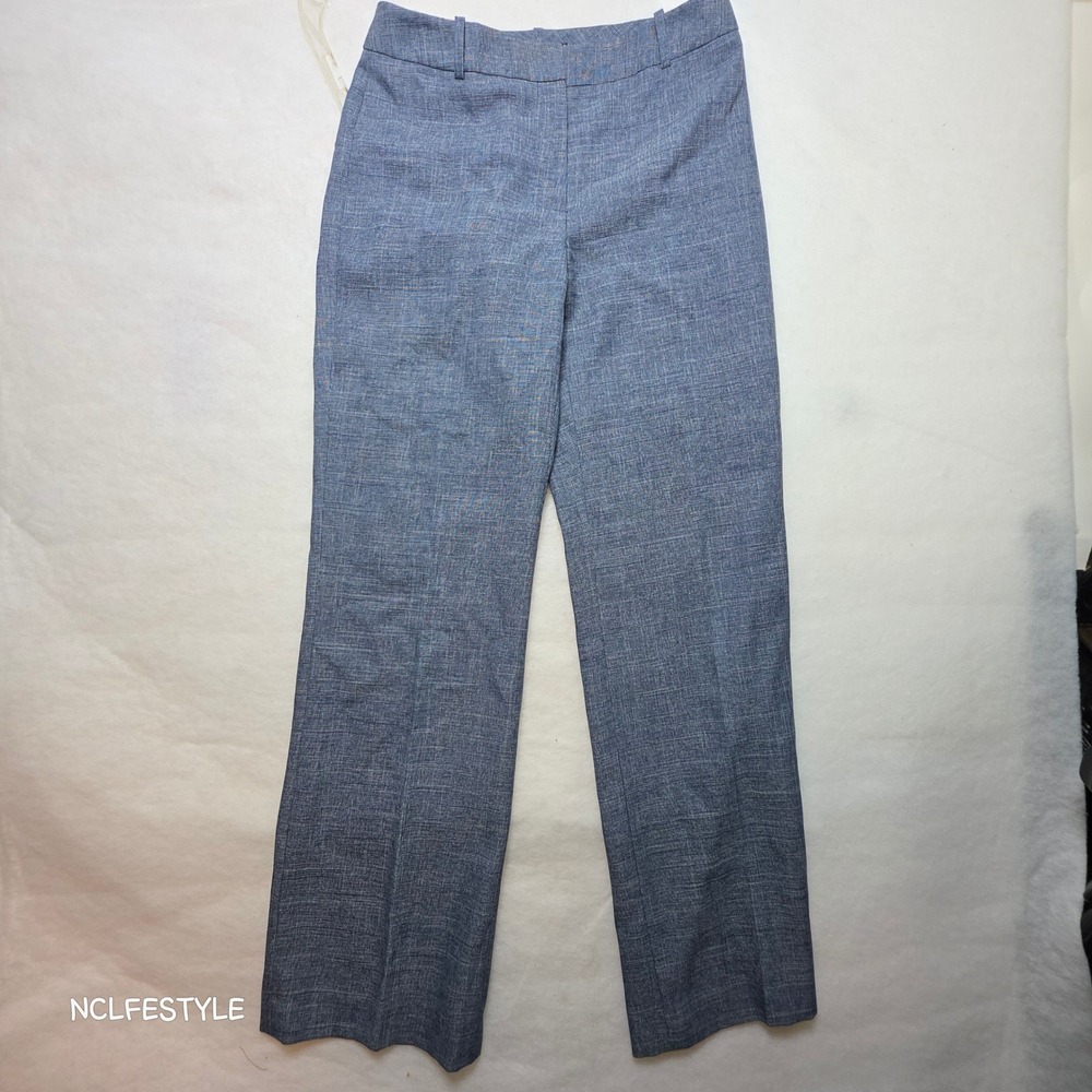Isabella DeMarco Tahari Levine Blue Textured Dress Pants Womens 6 Straight Leg